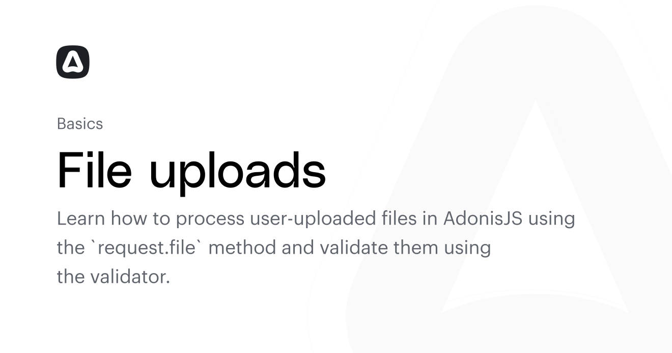 File uploads (Basics) | AdonisJS Documentation